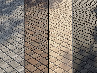 Different Colored Paved Ground With Diamond Tile Patterns And Various Shades 3d model