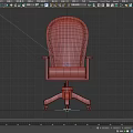 Brown Leather Single Chair With Stitched Design Armrests Wooden Legs And Wheels