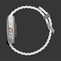 Modern White Watch With Perforated Strap Black Dial And Orange Accents
