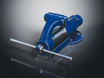 Heavy Duty Blue Steel Vise Tool For Industrial Workshop Clamping Tasks 3d model