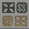 Square Wall Decor With Cutout Patterns In Black And Gold Finishes 3d model