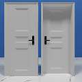 White Hinged Doors With Simple Panel Design And Black Handles 3d model