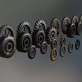 Hardware Tools Featuring Various Colored Gears In Different Sizes And Industrial Design 3d model