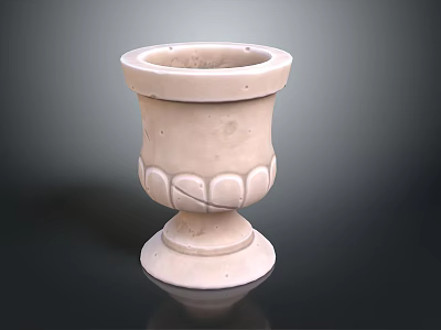 Decorative Beige Vase With Intricate Carved Patterns And Stable Base For Home Decor 3d model