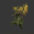 Anthropomorphic Tree Creature With Yellow Leaves Tree Trunk Body And Green Limbs