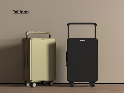 Poliform Modern Design Suitcases In Beige And Black Colors With Wheels 3d model