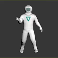 White Astronaut Spacesuit With Modern Design And Blue V Shaped Logo