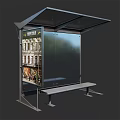 Modern Public Bus Stop Shelter With Transparent Roof Advertising Panel And Bench
