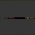 Assault Rifle With Wooden Stock And Black Metal Tactical Design Isolated On Gray Background