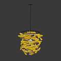 Golden Modern Chandelier With Leaf Shaped Decorative Elements And Light Source 3d model