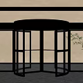 Modern Revolving Door With Glass Panels Metal Frame And Marble Floor