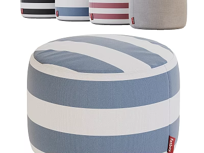Striped Upholstered Ottoman with Classic Color Patterns for Living Room Decor 3d model