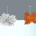 Modern Decorative Chandeliers Orange Feather like and White Flower Shaped Ceiling Lighting Fixtures