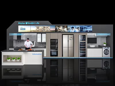 Modern Open Kitchen Interior Featuring Stylish Cabinets And Stainless Steel Appliances 3d model