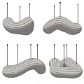 Various Unique Curved Pendant Lights With Modern Wavy Fabric Design For Interior Decor