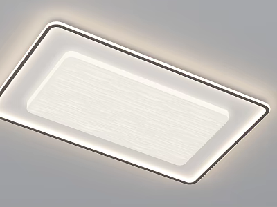 Modern Rectangular Ceiling Light With LED Strip Around Edge And Textured White Panel Design 3d model
