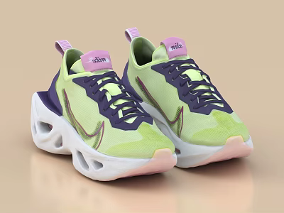 Stylish Multicolor Athletic Sneakers With Modern Design And Unique Soles 3d model