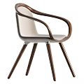 Stylish Modern Leisure Chair With Wooden Armrest And Comfortable Fabric Cushion