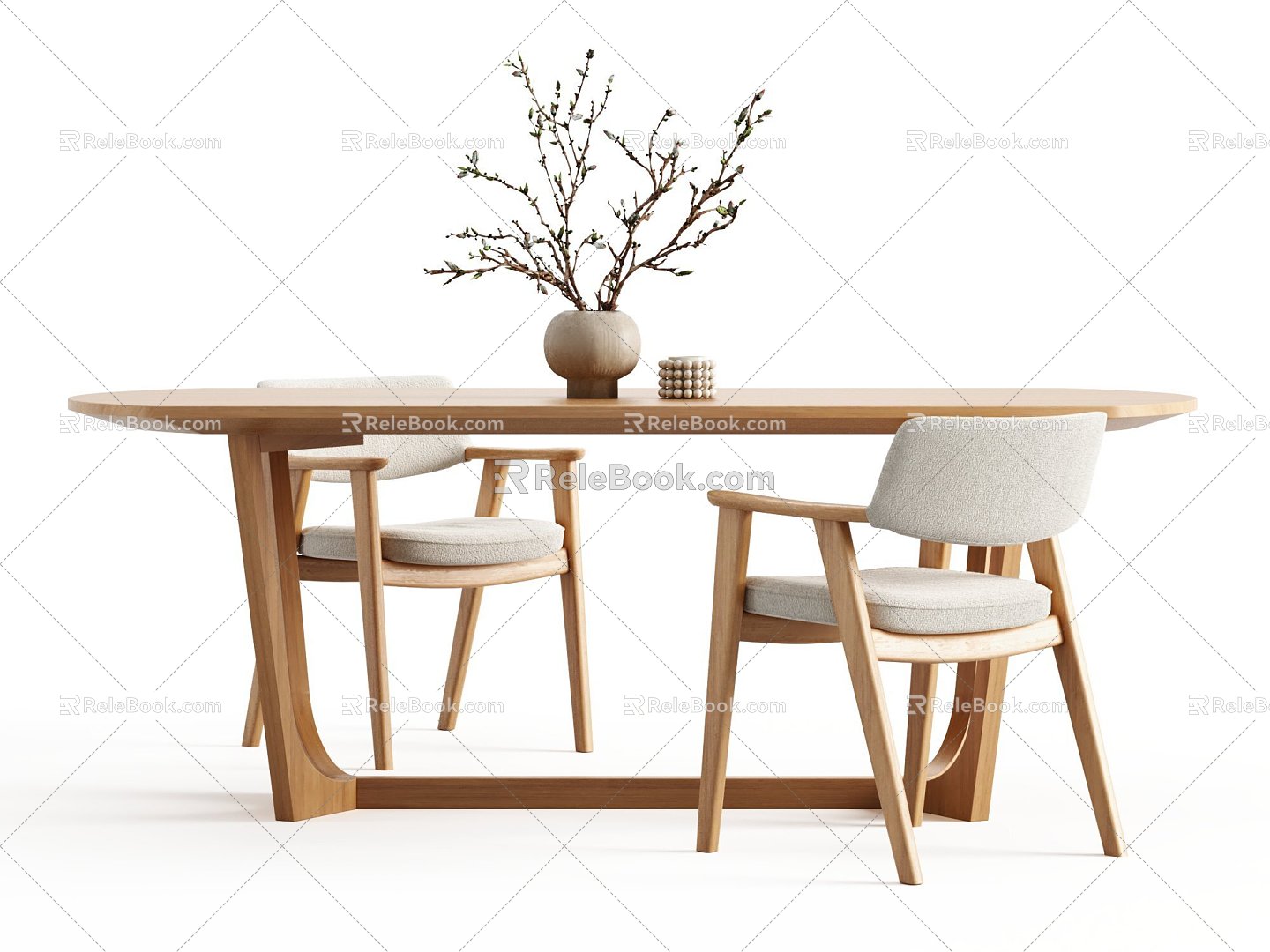 New Chinese-style Log Dining Table and Chair Dining Chair 3d model