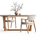 New Chinese-style Log Dining Table and Chair Dining Chair 3d model