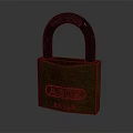 ABUS 83110 Metal Padlock With Brown Body And Black Shackle On Gray Background