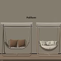 Poliform Modern Interior With Two Hanging Chairs Brown And White Cushions Wooden Frame