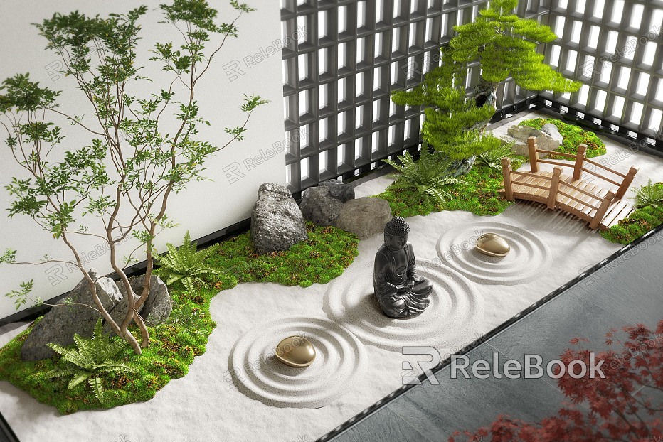 New Chinese Courtyard Landscape Landscape Plant Landscape Sits Courtyard Landscape Moss Landscape Dry Landscape model