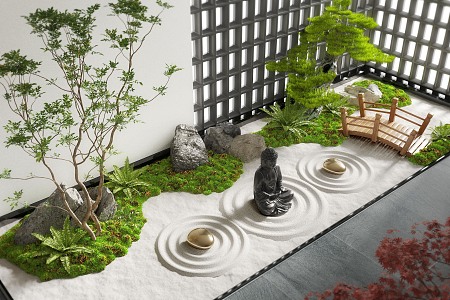 New Chinese Courtyard Landscape Plant Landscape Sits Courtyard Landscape Moss Landscape Dry Landscape 3d model