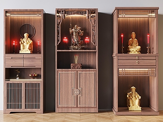 Quiet Ancient Style Buddhist Niches Worship Table Cemace Candle Holder Buddha Statues Buddhist Nichan Cabinet Sacrifice Table God Statues Cabinet 3d model