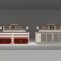 ShengAn Gold Jewelry Store Interior With White Red Display Counters And Lighting