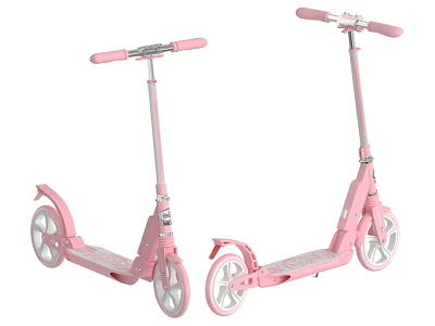 Two Pink Kids Scooters With Adjustable Handlebars And Decorative Deck Design 3d model