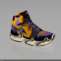 Stylish High Top Sneakers With Purple Yellow Colorful Design And Transparent Sole
