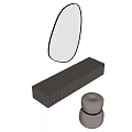 Modern Wall Mounted Dressing Table Design With Oval Mirror And Stool 3d model