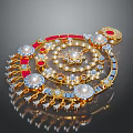 Luxurious Gold Jewelry Accessory With Pearls Diamonds Red And Blue Accents
