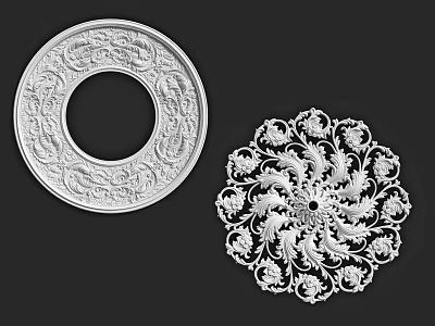 Ornate Decorative Ceiling Rosettes With Intricate Circular And Floral Details 3d model