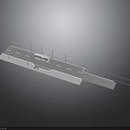 3D Model of Car Driving on Road with Street Lamps in Gray Background