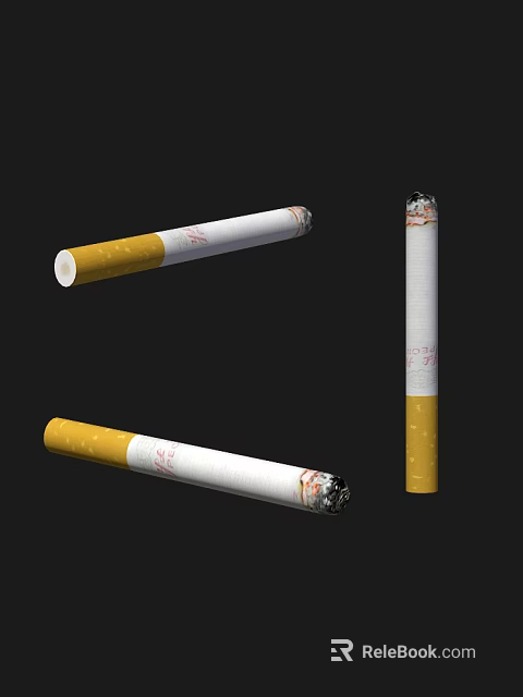 Cigarettes With Filter Tips And Lit Ends On Black Background 3d model