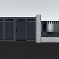 Modern Dark Blue Main Gate With Vertical Slats And Decorative Lattice Panels