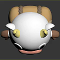 Cute White Cartoon Game Movie Character With Yellow Horns Pink Nose And Star Backpack