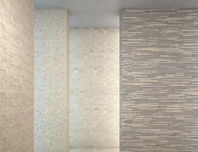Textured Wall Components With Stone And Brick Patterns For Interior Design 3d model