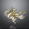 Futuristic Aerospace Vehicle With Transparent Cockpit And Gold And Silver Metallic Parts For Cosmic Exploration