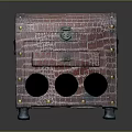 Vintage Crocodile Leather Trunk With Metal Lock Rivets Drawer And Circular Holes