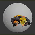 Character In Yellow And Black Outfit With Crown In One Legged Stance On White Base