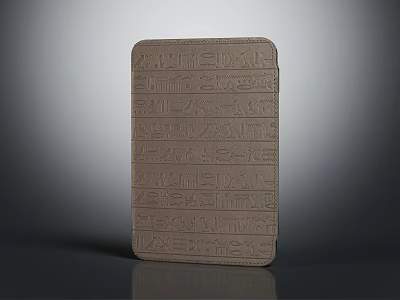 Brown Leather Tablet Case With Geometric Patterns And Textured Surface 3d model