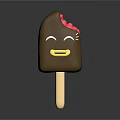 Chocolate Popsicle With Smiling Face And Pink Filling Sweet Dessert Treat