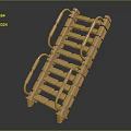 Golden Metal Ladder Like Structure With Multiple Rungs And Side Handrails