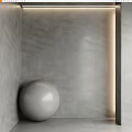 Gray Textured Plaster Wall with Smooth White Sphere and Soft Side Lighting 3d model
