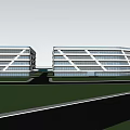 Modern Industrial Factory Building Exterior Design With Glass Curtain Wall And Landscaped Surroundings