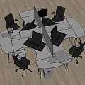 Modern Office Desk Setup With Ergonomic Chairs Computer Monitors And Supplies For Collaborative Workspace 3d model