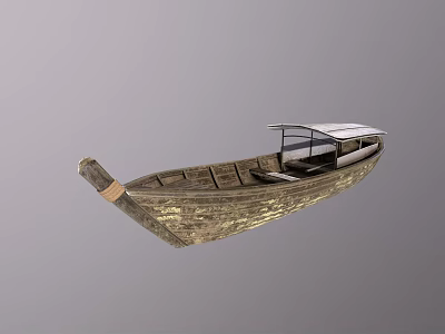Traditional Wooden Boat Design With Cabin Roof And Rustic Wooden Texture 3d model